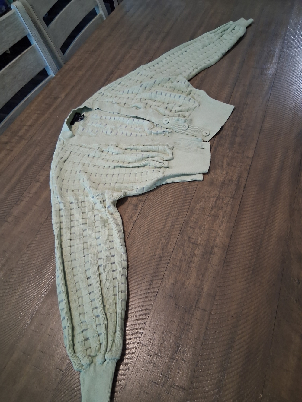 Forever 21 Mint Open-Knit Button Cardigan